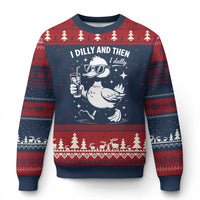 I Dilly And Then I Dally Ugly Christmas Sweater Retro Duck Funny Animal Meme