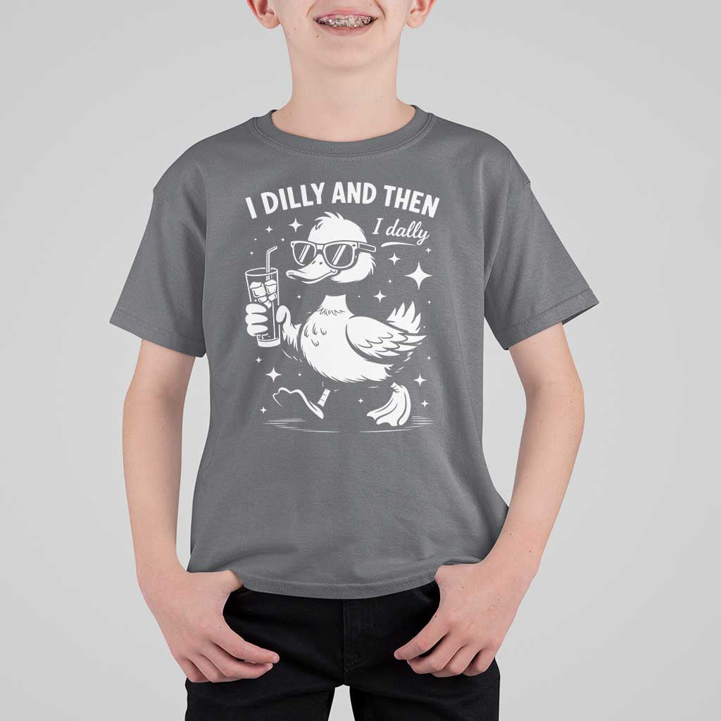 I Dilly And Then I Dally T Shirt For Kid Retro Duck Funny Animal Meme