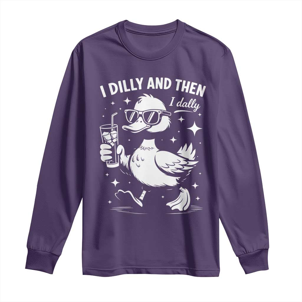 I Dilly And Then I Dally Long Sleeve Shirt Retro Duck Funny Animal Meme