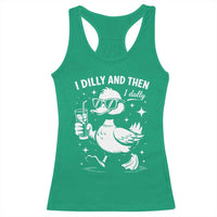 I Dilly And Then I Dally Racerback Tank Top Retro Duck Funny Animal Meme