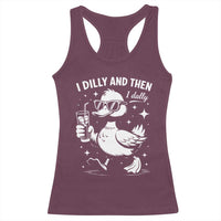I Dilly And Then I Dally Racerback Tank Top Retro Duck Funny Animal Meme