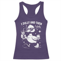 I Dilly And Then I Dally Racerback Tank Top Retro Duck Funny Animal Meme