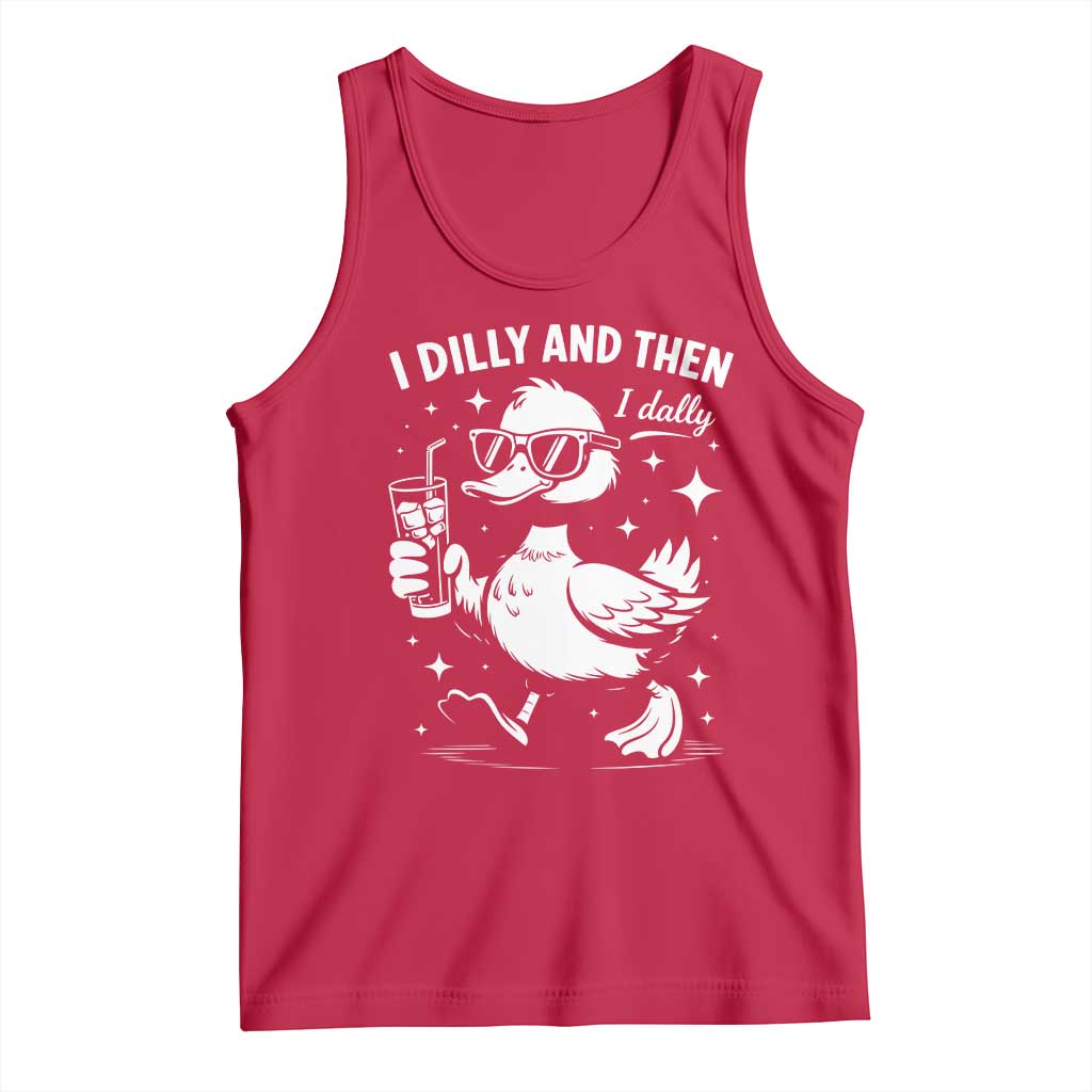 I Dilly And Then I Dally Tank Top Retro Duck Funny Animal Meme