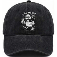 I Dilly And Then I Dally Washed Cotton Baseball Cap Retro Duck Funny Animal Meme