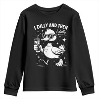 I Dilly And Then I Dally Youth Sweatshirt Retro Duck Funny Animal Meme