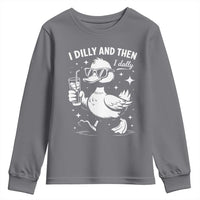I Dilly And Then I Dally Youth Sweatshirt Retro Duck Funny Animal Meme