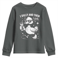 I Dilly And Then I Dally Youth Sweatshirt Retro Duck Funny Animal Meme