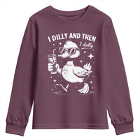 I Dilly And Then I Dally Youth Sweatshirt Retro Duck Funny Animal Meme