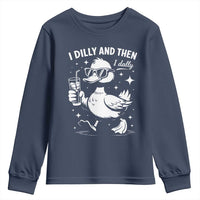 I Dilly And Then I Dally Youth Sweatshirt Retro Duck Funny Animal Meme