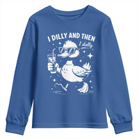 I Dilly And Then I Dally Youth Sweatshirt Retro Duck Funny Animal Meme
