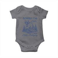 Raccoon Dilly Dallying Baby Onesie Funny Sorry Im Late Silly Animal