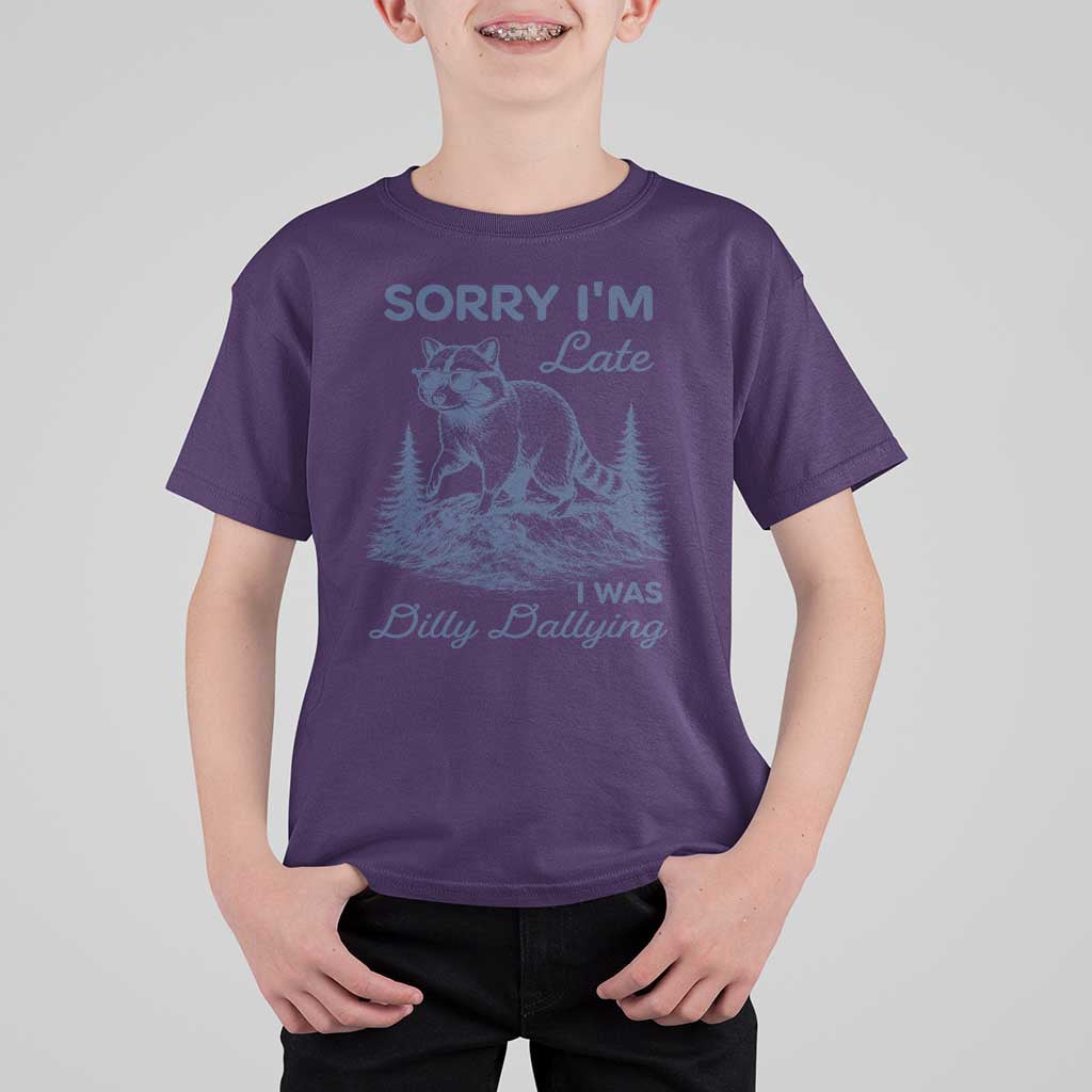 Raccoon Dilly Dallying T Shirt For Kid Funny Sorry Im Late Silly Animal