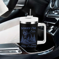 Raccoon Dilly Dallying Tumbler With Handle Funny Sorry Im Late Silly Animal