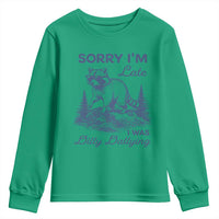 Raccoon Dilly Dallying Youth Sweatshirt Funny Sorry Im Late Silly Animal