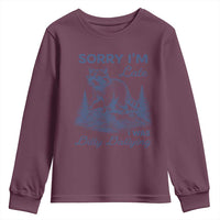 Raccoon Dilly Dallying Youth Sweatshirt Funny Sorry Im Late Silly Animal