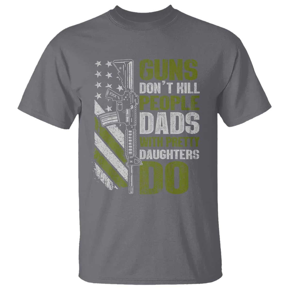Funny Girl Dad T Shirt Guns Dont Kill People Dads With Pretty Daughters Do American Flag