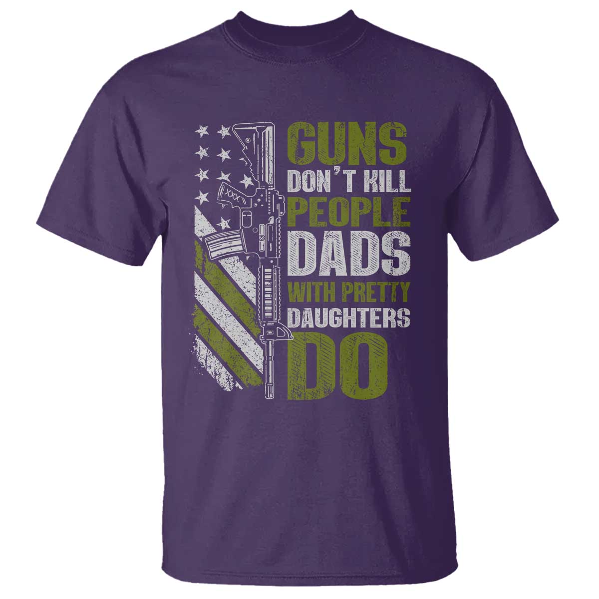 Funny Girl Dad T Shirt Guns Dont Kill People Dads With Pretty Daughters Do American Flag