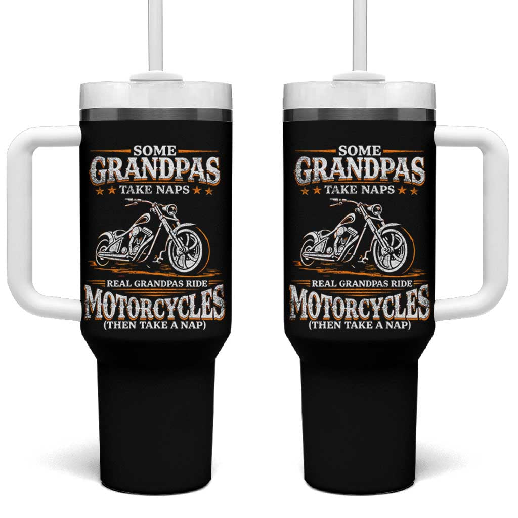 Biker Grandpa Tumbler With Handle Some Grandpas Take Naps Real Grandpas Ride Motorcycles