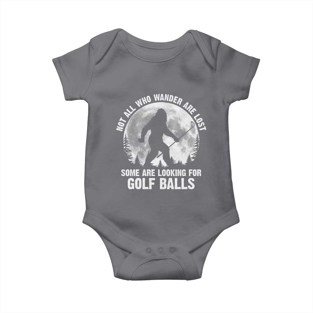 Not All Who Wander Are Lost Bigfoot Looking For Golf Balls Baby Onesie Vintage Golfs Lover Sasquatch Golfing Full Moon