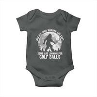 Not All Who Wander Are Lost Bigfoot Looking For Golf Balls Baby Onesie Vintage Golfs Lover Sasquatch Golfing Full Moon