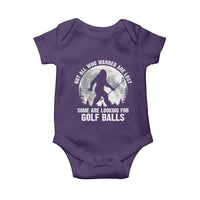Not All Who Wander Are Lost Bigfoot Looking For Golf Balls Baby Onesie Vintage Golfs Lover Sasquatch Golfing Full Moon
