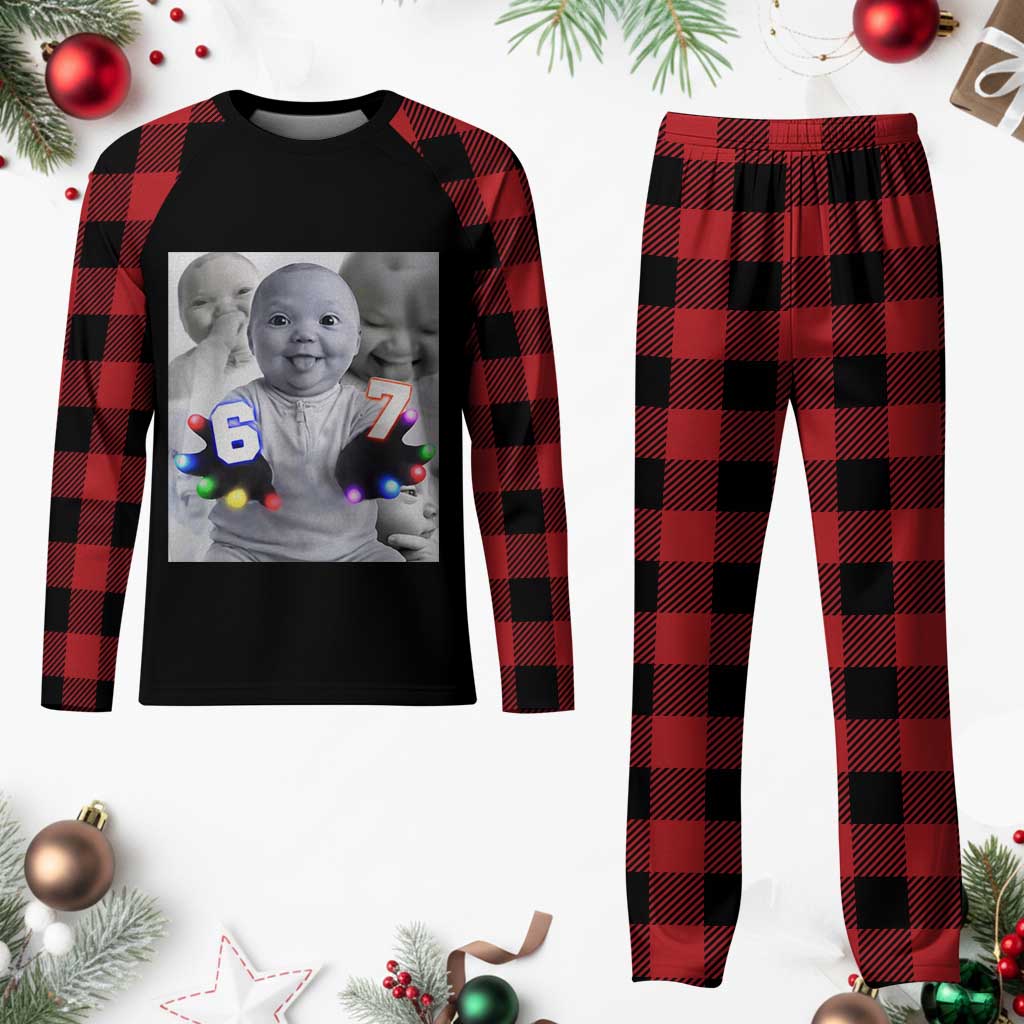 Gloving Niche 67 Ai Baby Meme Plaid Pajama Set Six Seven Hand Funny Laughing Baby