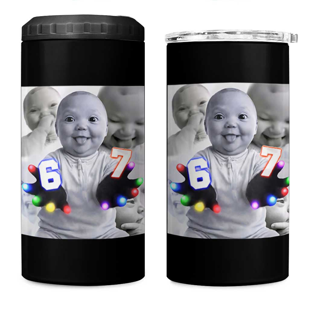 Gloving Niche 67 Ai Baby Meme 4 in 1 Can Cooler Tumbler Six Seven Hand Funny Laughing Baby