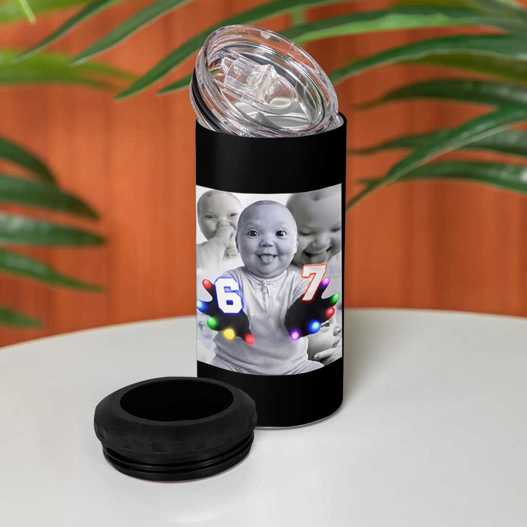Gloving Niche 67 Ai Baby Meme 4 in 1 Can Cooler Tumbler Six Seven Hand Funny Laughing Baby