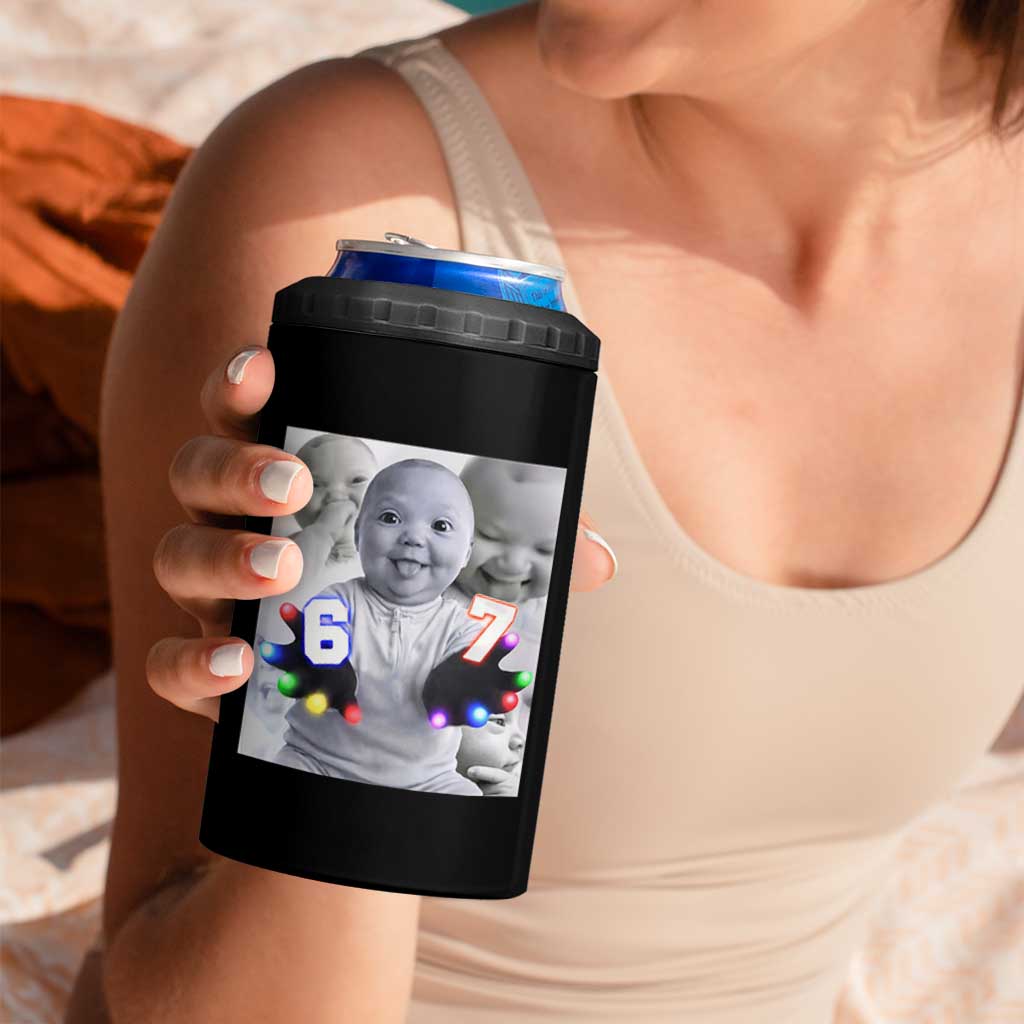 Gloving Niche 67 Ai Baby Meme 4 in 1 Can Cooler Tumbler Six Seven Hand Funny Laughing Baby