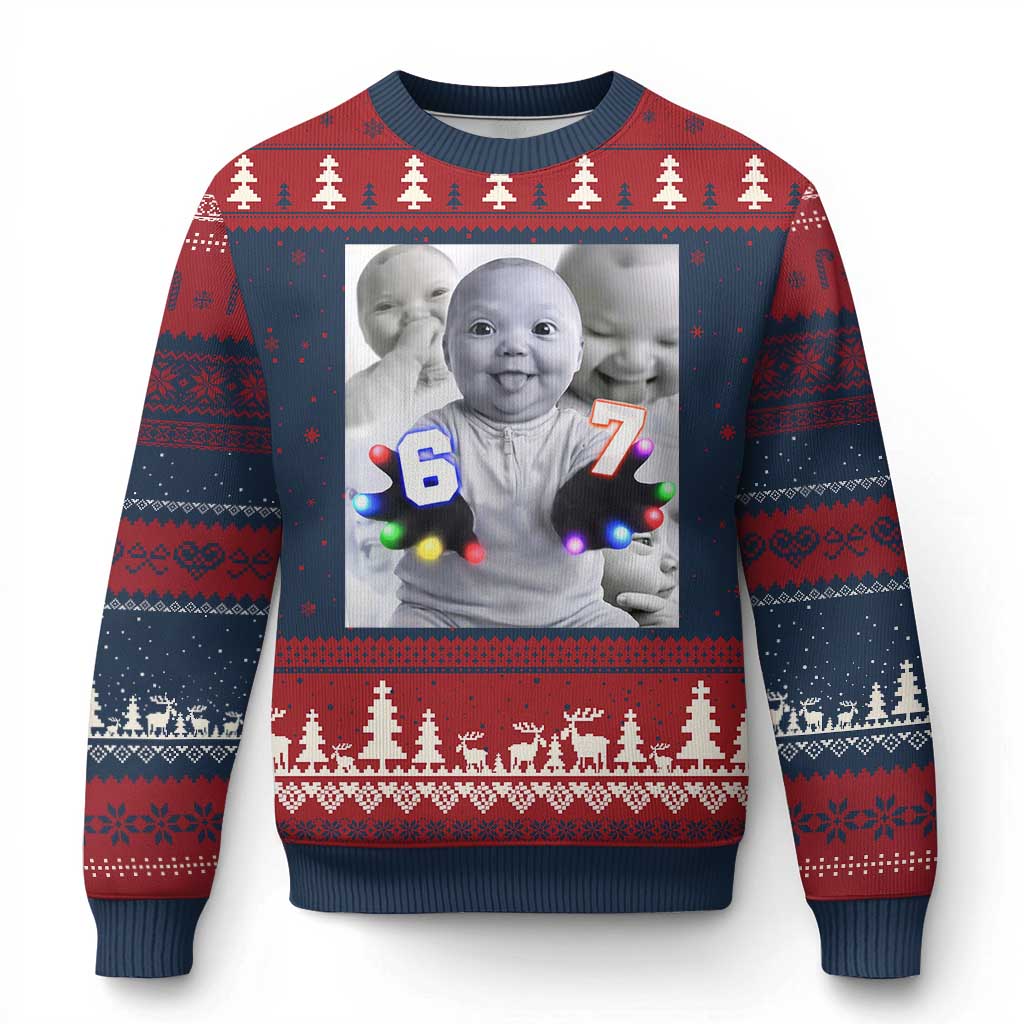 Gloving Niche 67 Ai Baby Meme Ugly Christmas Sweater Six Seven Hand Funny Laughing Baby