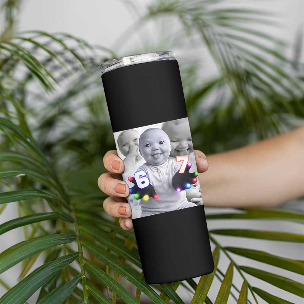Gloving Niche 67 Ai Baby Meme Skinny Tumbler Six Seven Hand Funny Laughing Baby