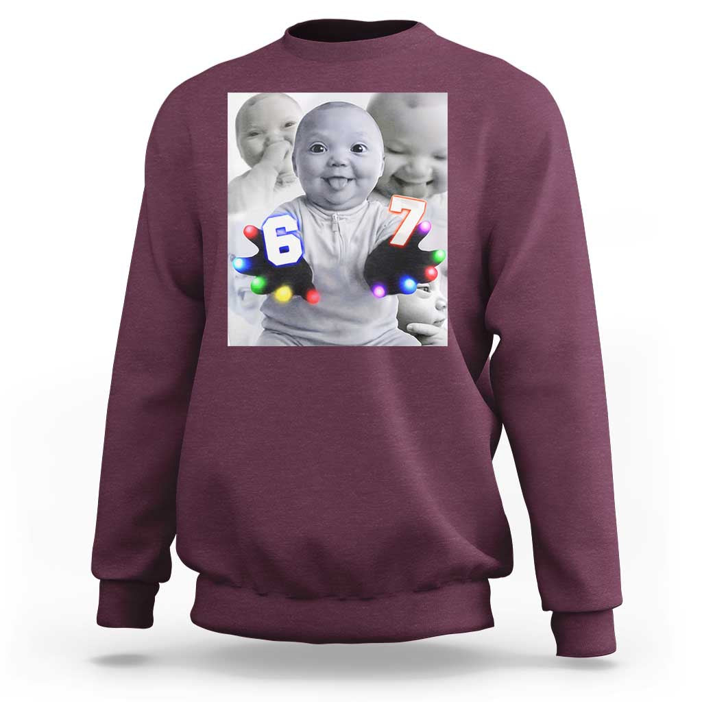 Gloving Niche 67 Ai Baby Meme Sweatshirt Six Seven Hand Funny Laughing Baby