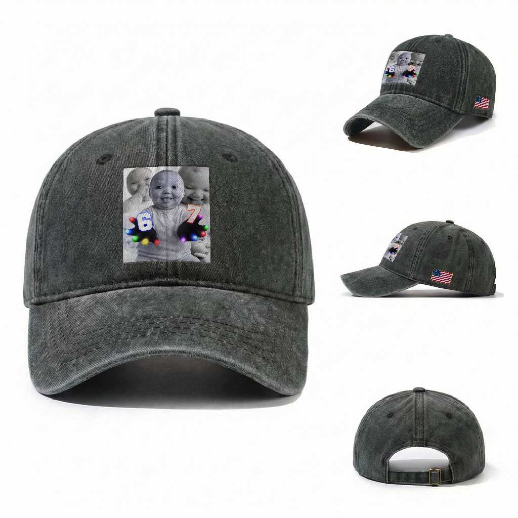Gloving Niche 67 Ai Baby Meme Washed Cotton Baseball Cap Six Seven Hand Funny Laughing Baby