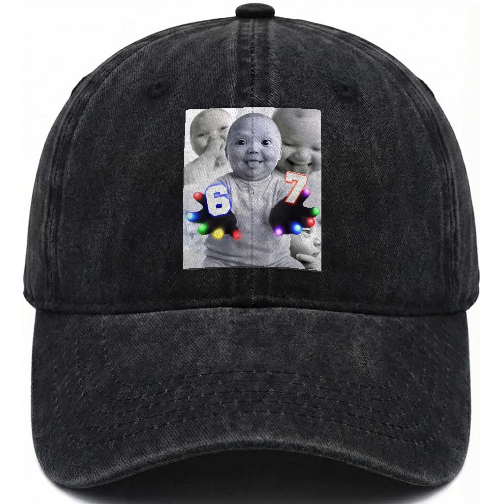 Gloving Niche 67 Ai Baby Meme Washed Cotton Baseball Cap Six Seven Hand Funny Laughing Baby