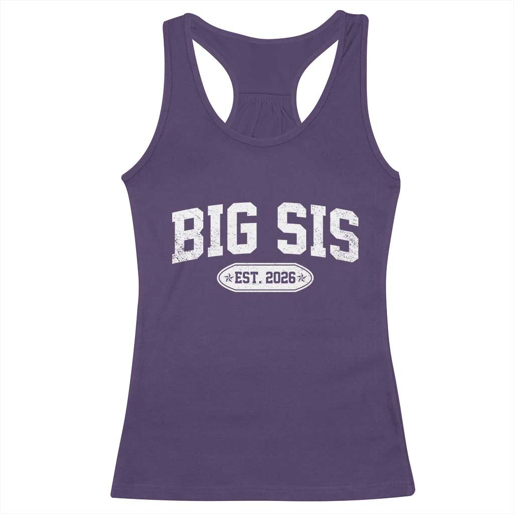Big Sis Est 2026 Racerback Tank Top Big Sister Baby Announcement