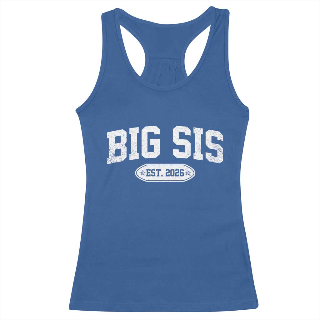 Big Sis Est 2026 Racerback Tank Top Big Sister Baby Announcement