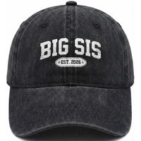 Big Sis Est 2026 Washed Cotton Baseball Cap Big Sister Baby Announcement