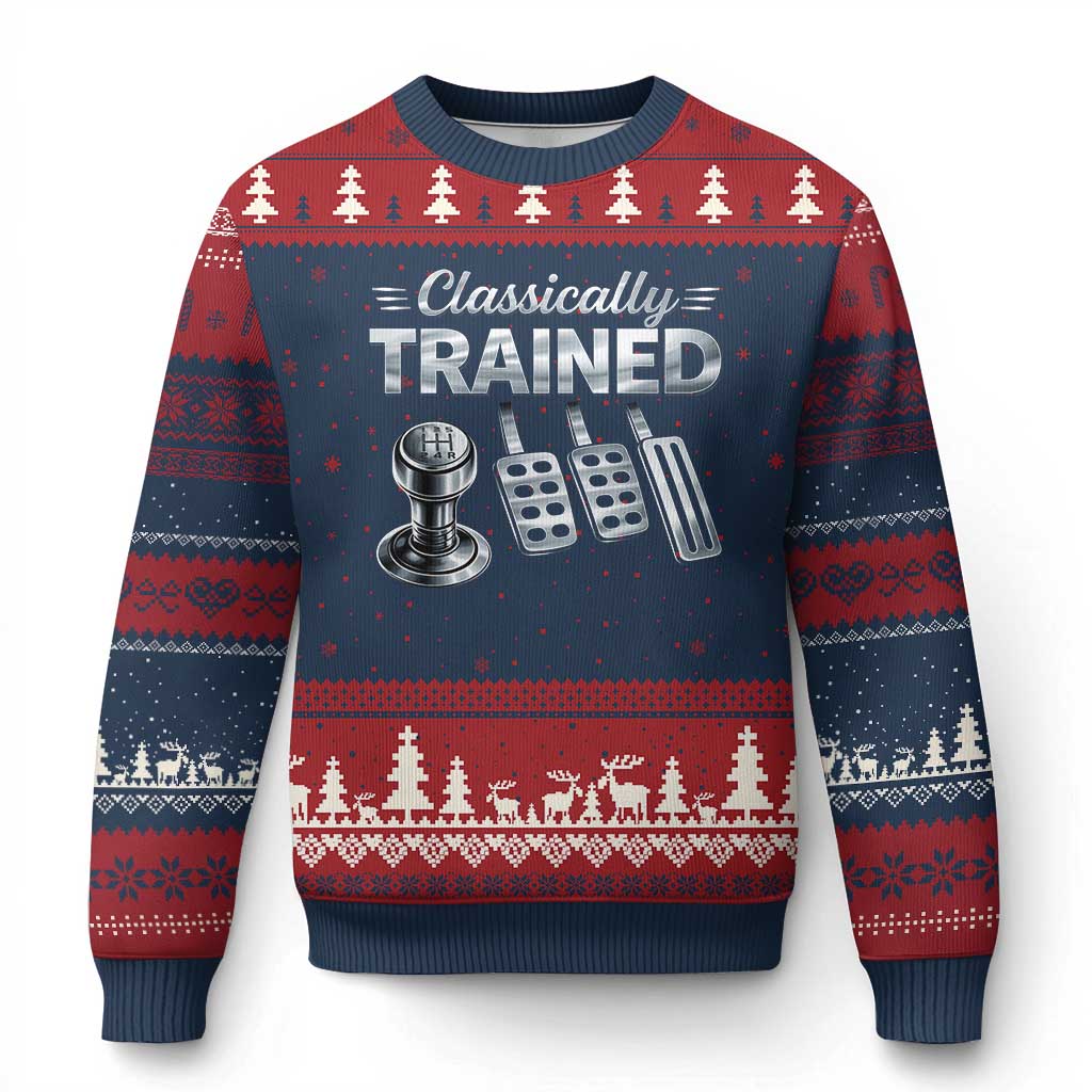 Classically Trained Ugly Christmas Sweater Dimmer Manual Transmission Car Humor Pedals Driving