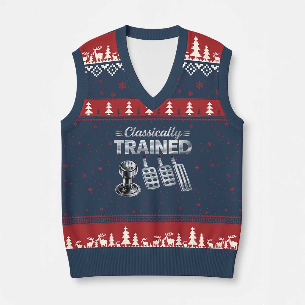 Classically Trained V-Neck Knit Sweater Vest Dimmer Manual Transmission Car Humor Pedals Driving