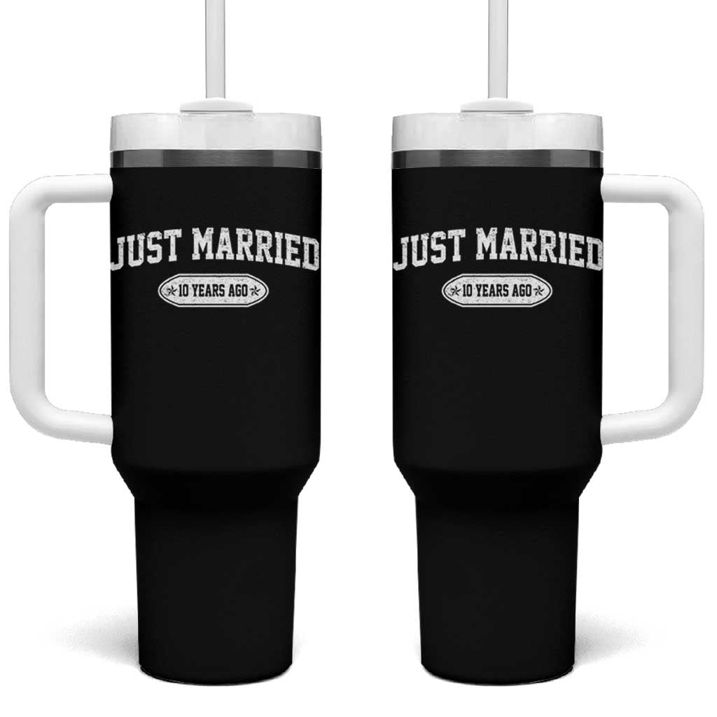 Just Married 10 Years Ago Tumbler With Handle 10th Wedding Anniversary Matching
