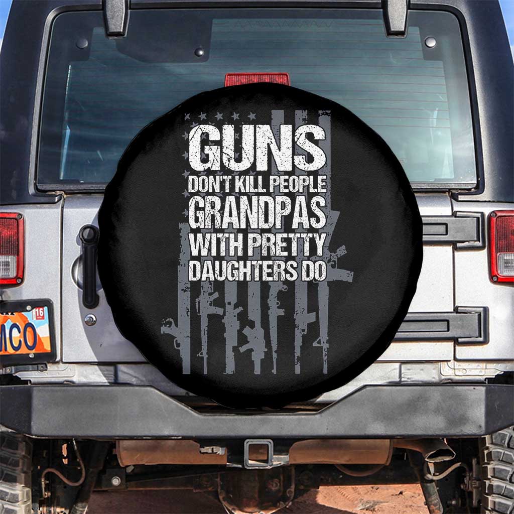 Grandpas With Pretty Daughters Spare Tire Cover Funny Grandpa Gun American Flag