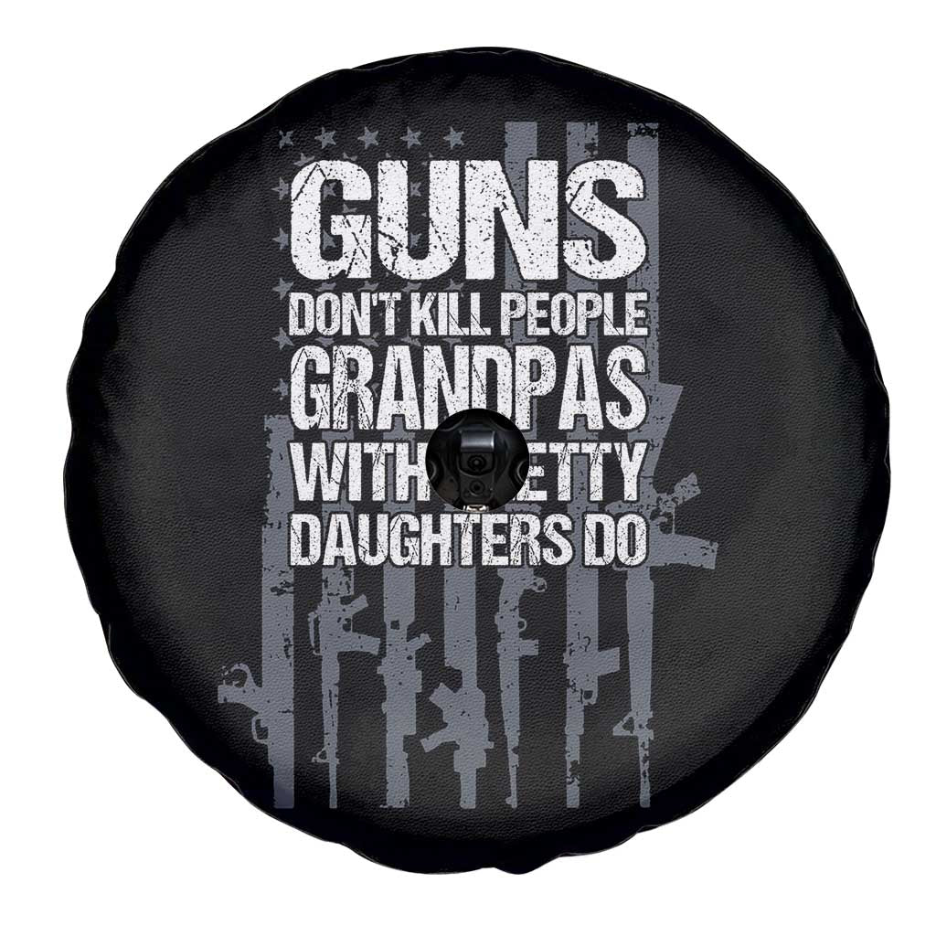 Grandpas With Pretty Daughters Spare Tire Cover Funny Grandpa Gun American Flag