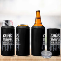 Grandpas With Pretty Daughters 4 in 1 Can Cooler Tumbler Funny Grandpa Gun American Flag