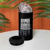 Grandpas With Pretty Daughters 4 in 1 Can Cooler Tumbler Funny Grandpa Gun American Flag