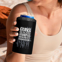 Grandpas With Pretty Daughters 4 in 1 Can Cooler Tumbler Funny Grandpa Gun American Flag