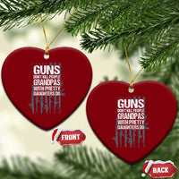 Grandpas With Pretty Daughters Ceramic Ornament Funny Grandpa Gun American Flag