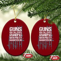 Grandpas With Pretty Daughters Ceramic Ornament Funny Grandpa Gun American Flag