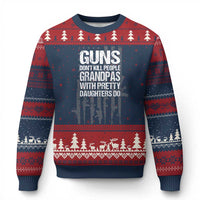 Grandpas With Pretty Daughters Ugly Christmas Sweater Funny Grandpa Gun American Flag