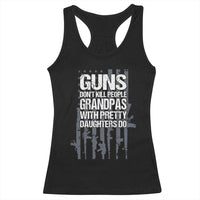 Grandpas With Pretty Daughters Racerback Tank Top Funny Grandpa Gun American Flag