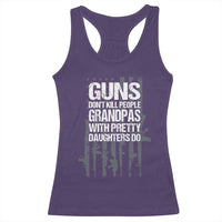 Grandpas With Pretty Daughters Racerback Tank Top Funny Grandpa Gun American Flag